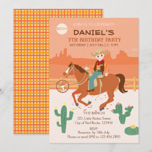 Cool little cowboy and horse Birthday Party Invitation