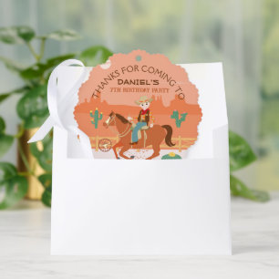 Cool little cowboy and horse Birthday Party Ornament Card