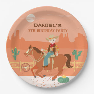 Cool little cowboy and horse Birthday Party Paper Plate
