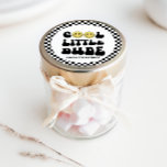 Cool Little Dude | Boys Rad Kids 5th Birthday Classic Round Sticker<br><div class="desc">Are you celebrating your cool little dude? Explore our collection of fun and totally rad birthday stationery and party supplies for the ultimate boys birthday celebration! This design features a stellar smile,  groovy typography and black and white chequered patterns! Perfect for your birthday party favours and supplies.</div>