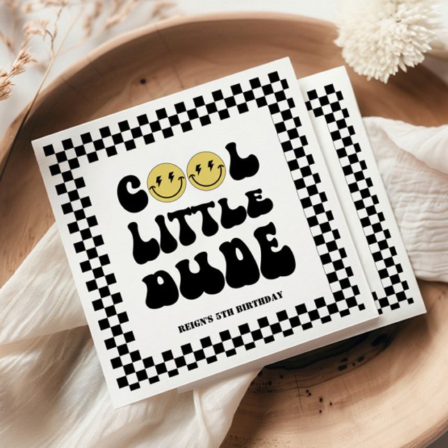 Cool Little Dude | Boys Rad Kids 5th Birthday Napkin (Creator Uploaded)