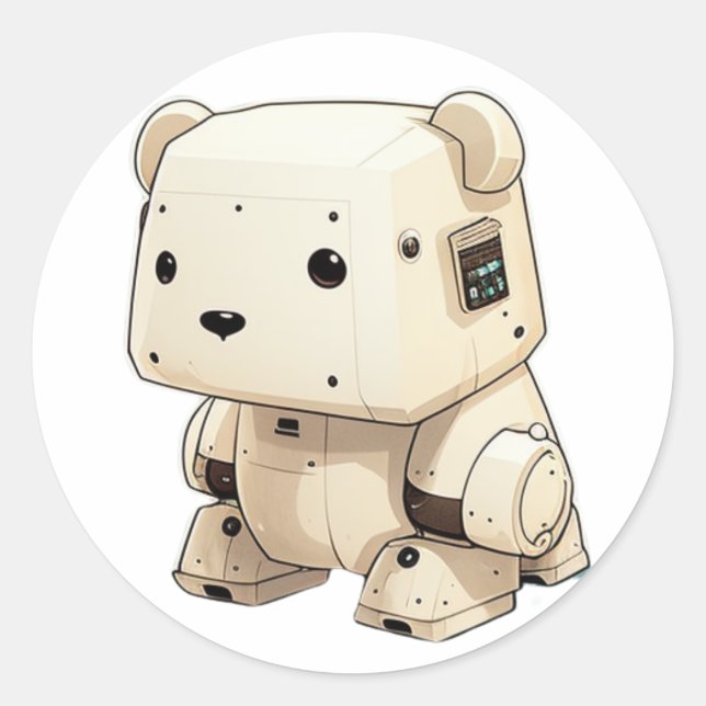 Cool Little Soldier Robot Bear: Ready to Help in S Classic Round Sticker (Front)