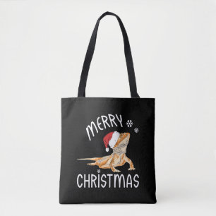 Cool Lizard Reptile with Christmas Hat Tote Bag