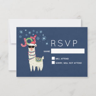 Cool Llama à Santa Hat avec Snowflakes RSVP