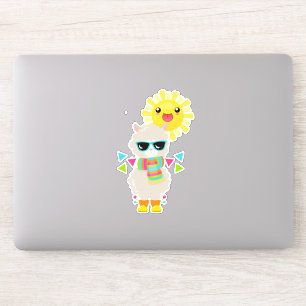Cool Llama and Smiling Kawaii Sun