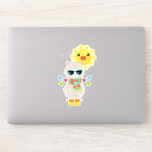 Cool Llama and Smiling Kawaii Sun (Computer)
