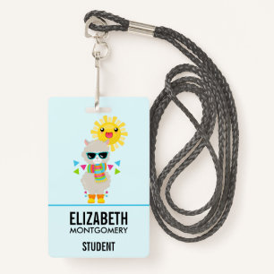 Cool Llama and Smiling Kawaii Sun Badge