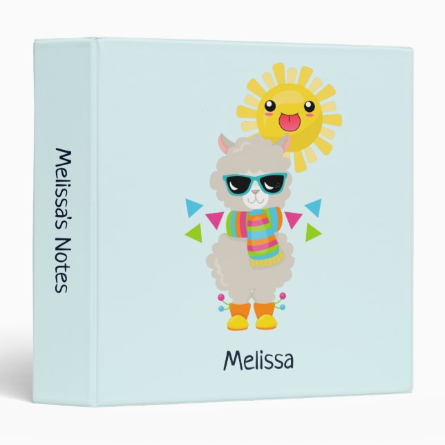 Cool Llama and Smiling Kawaii Sun Binder (Front/Spine)