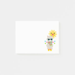 Cool Llama and Smiling Kawaii Sun Post-it Notes