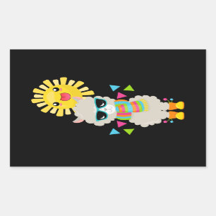 Cool Llama and Smiling Kawaii Sun Sticker