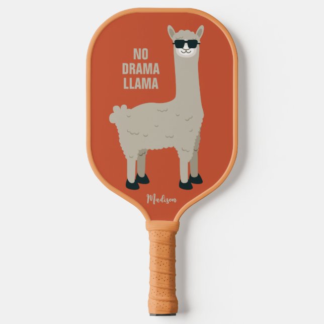 Cool Llama custom name & color Pickleball Paddle (Front)