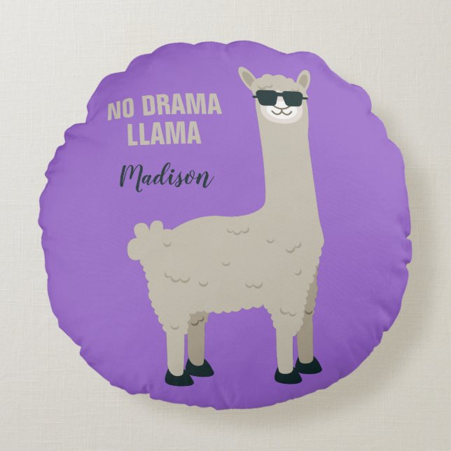 Cool Llama custom name & colour accent pillows (Front)