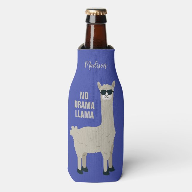 Cool Llama custom name & colour bottle cooler (Bottle Front)