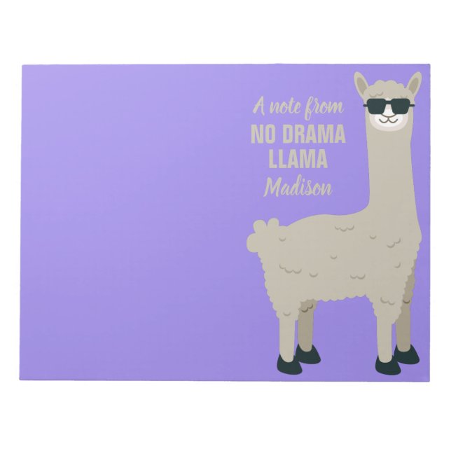 Cool Llama custom name & colour Notepad (Front)