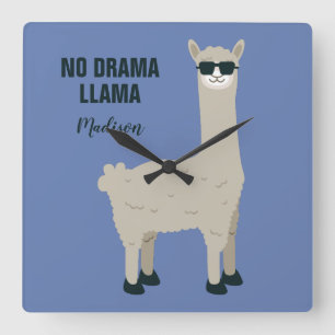 Cool Llama custom name & colour wall clock