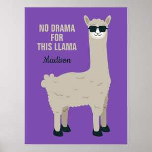 Cool Llama custom name, text & colour posters