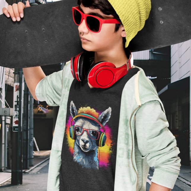 Cool Llama DJ with Headphones T-Shirt (Creator Uploaded)