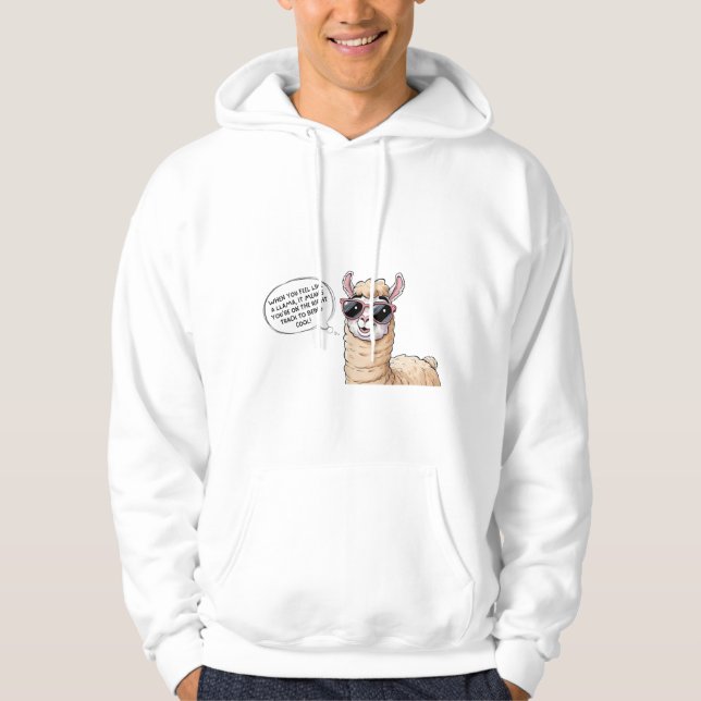 Cool Llama in Action!" Hoodie (Front)