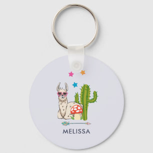 Cool llama in Heart-Shaped Sunglasses Keychain