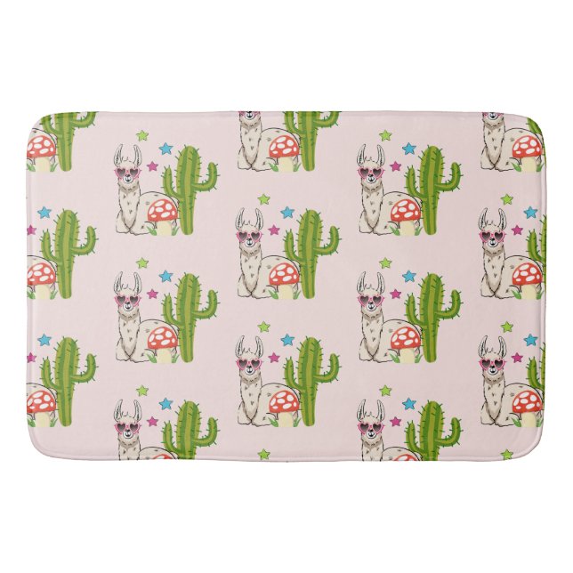 Cool llama in Heart-Shaped Sunglasses Pattern Bath Mat (Front)