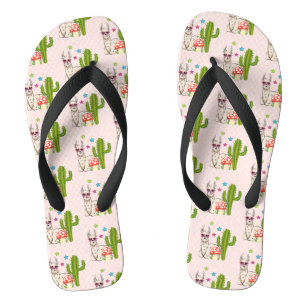 Cool llama in Heart-Shaped Sunglasses Pattern Flip Flops