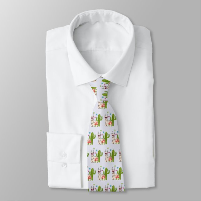 Cool llama in Heart-Shaped Sunglasses Pattern Tie (Tied)