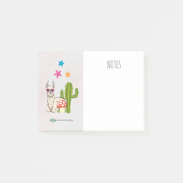 Cool llama in Heart-Shaped Sunglasses Post-it Notes (Front)