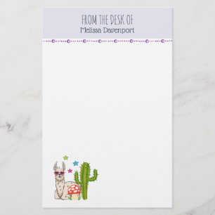 Cool llama in Heart-Shaped Sunglasses Stationery