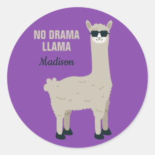 Cool Llama personnalisé nom & colorier autocollant