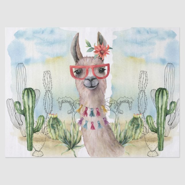 Cool Llama  Tissue Paper (Front)