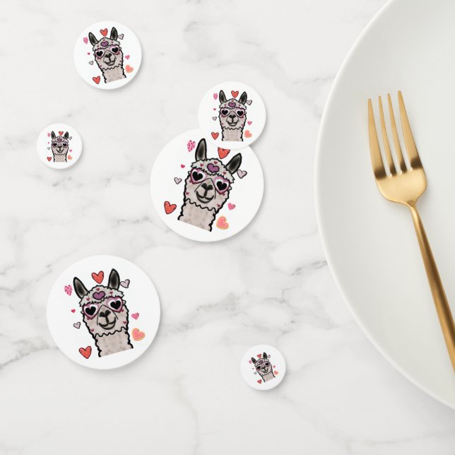 Cool Llama with Heart Glasses Confetti (Group)