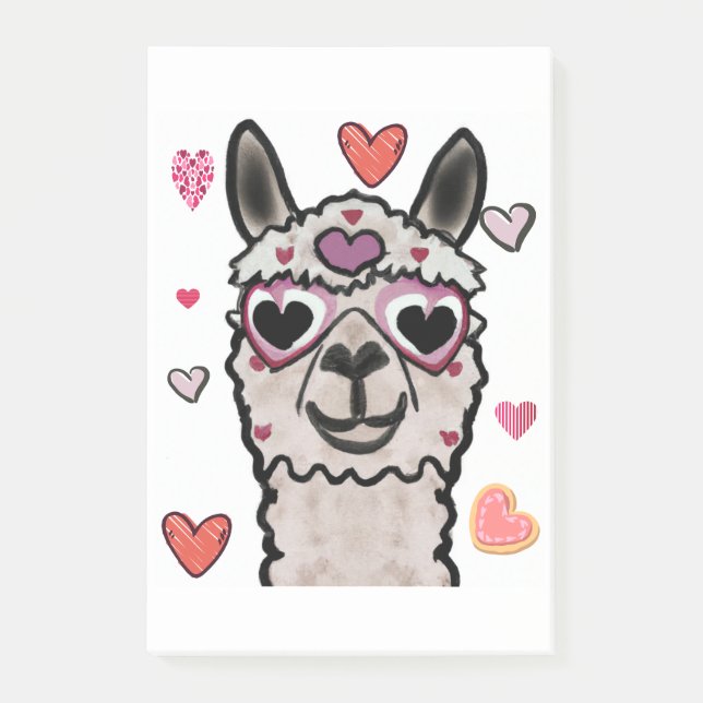 Cool Llama with Heart Glasses Post-it Notes (Front)