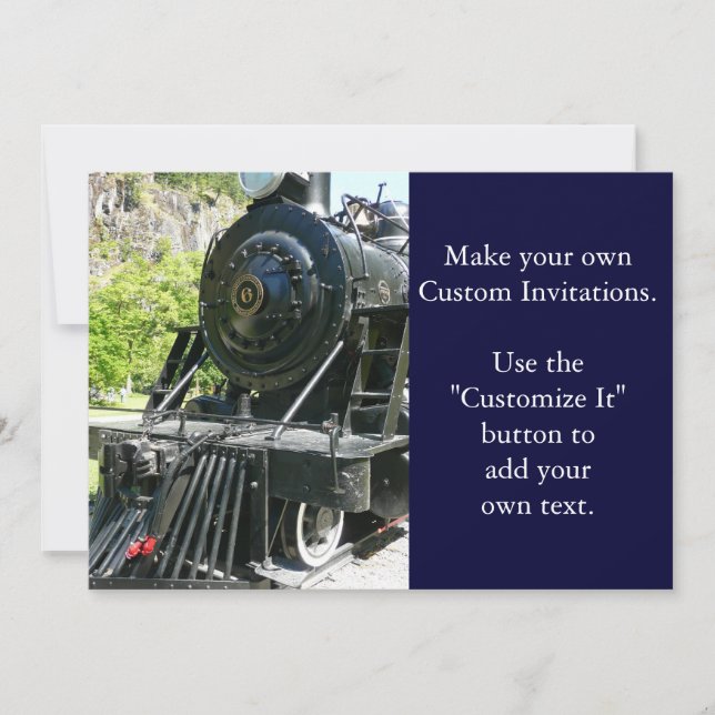 Cool Locomotive Train Invitation (Front)