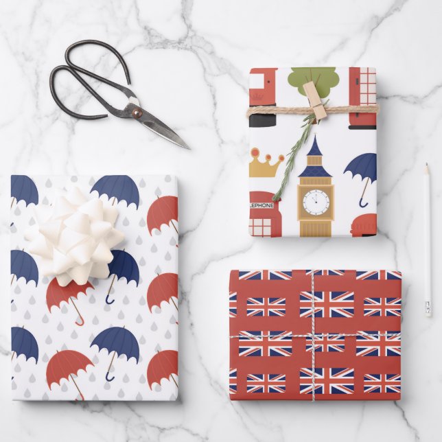 cool London pattern party Wrapping Paper Sheets  (Front)