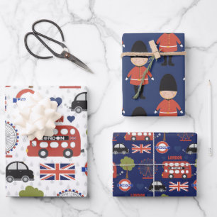 cool London pattern party Wrapping Paper Sheets
