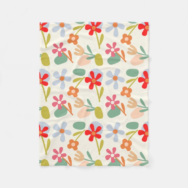 Cool Looking Abstract Floral Pattern Design Fleece Blanket (Front)
