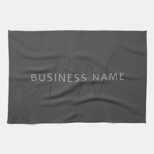 Cool Looking Name & Monogram   Dark Grey Kitchen Towel