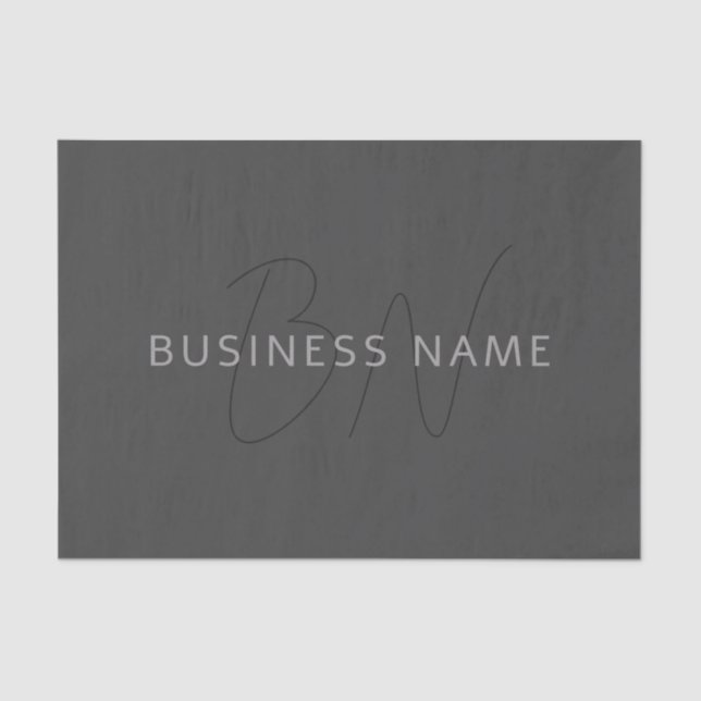 Cool Looking Name & Monogram | Dark Grey Tissue Paper (Front)