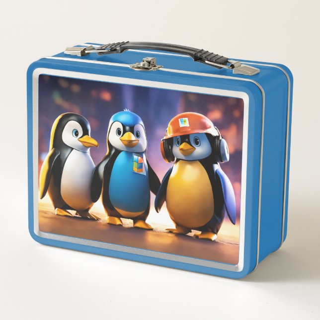 Cool- looking Penguins  Metal Lunch Box (Front)