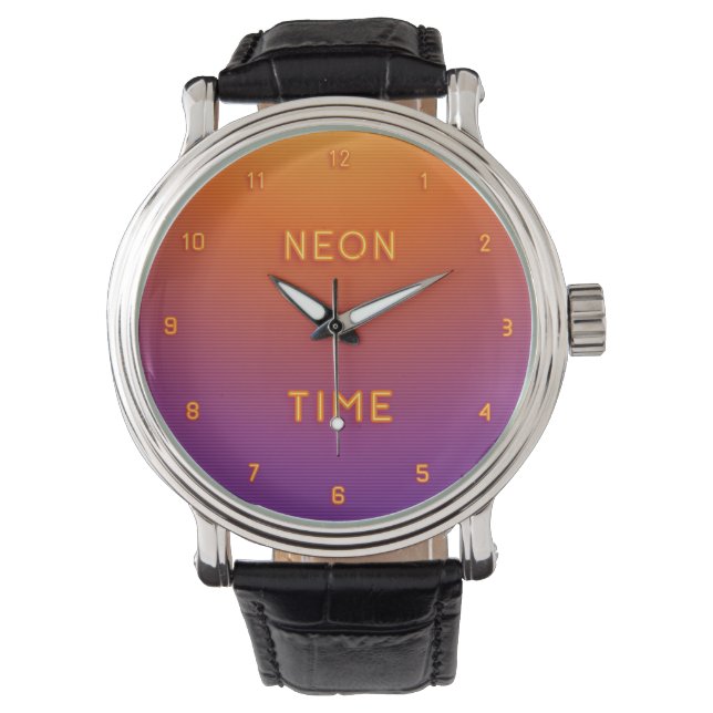 Cool Looking Simulated Neon Numbered Watch (Front)