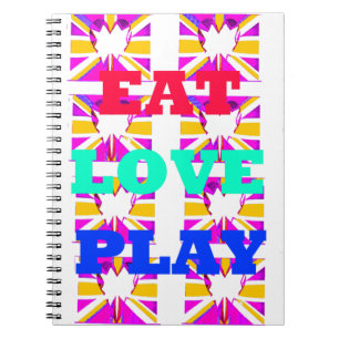 Cool Love  Eat Play Heart colours Notebook