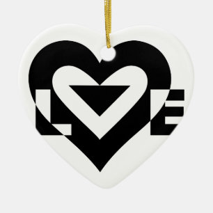 Cool Love Graphic, Black Ceramic Ornament