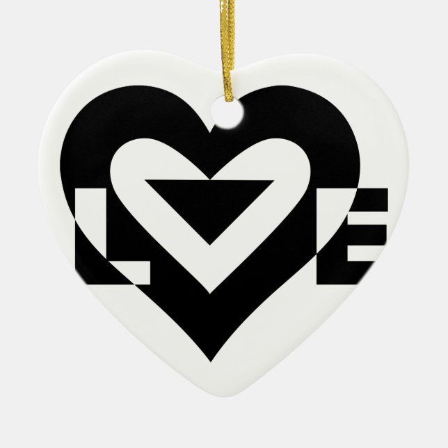 Cool Love Graphic, Black Ceramic Ornament (Front)