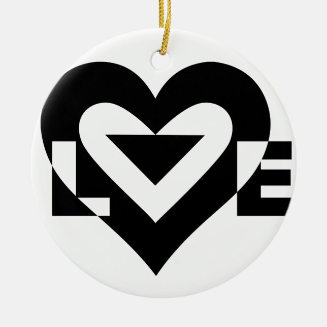 Cool Love Graphic, Black Ceramic Ornament (Front)