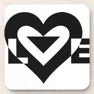 Cool Love Graphic, Black Coaster