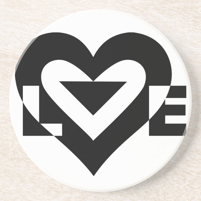 Cool Love Graphic, Black Coaster (Front)