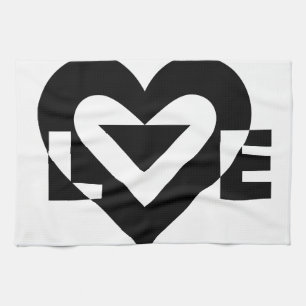 Cool Love Graphic, Black Kitchen Towel