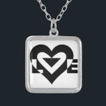 Cool Love Graphic, Black Silver Plated Necklace<br><div class="desc">A graphic logo design,  custom made with LOVE.</div>