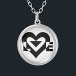 Cool Love Graphic, Black Silver Plated Necklace<br><div class="desc">A graphic logo design,  custom made with LOVE.</div>