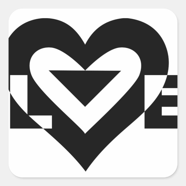 Cool Love Graphic, Black Square Sticker (Front)